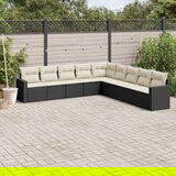 vidaXL 9-dijelni set vrtnih sofa s jastucima crni od poliratana | shoptok.hr