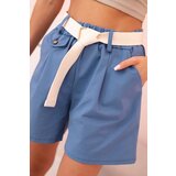Kesi Włoski Women's high-waisted shorts with a belt denim | shoptok.hr