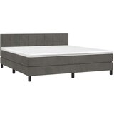  Box spring postelja z vzmetnico LED temno siva 180x200 cm žamet, (20789750) | Shoptok.si