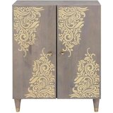 vidaXL Strani šal Siva in zlata 60 x 33.5 x 75 cm Trden mangov les | Shoptok.si