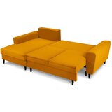 Cosmopolitan Design Gorčično rumena raztegljiva kotna sedežna garnitura s prostorom za shranjevanje iz rebrastega žameta (levi kot/z ležalnikom) Kyoto – | Shoptok.si