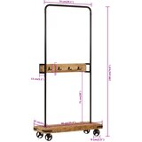  Stalak za odjeću s kotačima 90x35x190 cm drvo manga i željezo | shoptok.hr