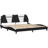  Posteljni okvir z vzglavjem črn in bel 200x200 cm umetno usnje | Shoptok.si