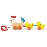 Viga drvena igračka na povlačenje kokoš s pilićima, 36 cm | shoptok.hr