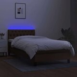  Box spring postelja z vzmetnico LED temno rjava 90x190 cm blago, (20789233) | Shoptok.si