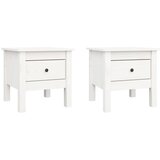The Living Store Stranske mizice 2 kosa bele 40x40x39 cm trdna borovina - Stranska Mizica, (21421387) | Shoptok.si