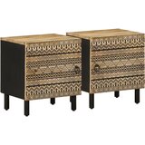 vidaXL Nočna omarica 2 kosa črna 40x33,5x46 cm trden mangov les Cene