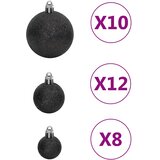  Set božićnih kuglica od 111 komada crni od polistirena | shoptok.hr