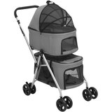  2-slojna sklopiva kolica za pse siva 83x48x97 cm tkanina oxford | shoptok.hr