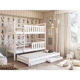 Molarem Home Drveni dječji krevet na kat Klara s tri kreveta i ladicom - bijeli - 180x80 cm - Bez madraca | shoptok.hr