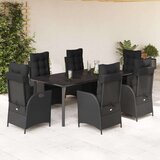  7-dijelni vrtni blagovaonski set s jastucima crni od poliratana | shoptok.hr