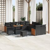 vidaXL 13-delni vrtni sofa set z blazinami črna poli ratan akacija | Shoptok.si