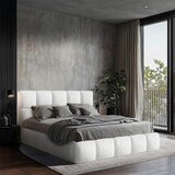 MID.YOU OBLAZINJENA POSTELJA 180 cm x 200 cm , les, tekstil, leseni material bela | Shoptok.si