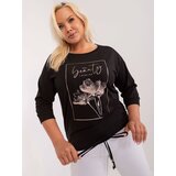 Fashion Hunters Plus size black cotton blouse with print | Shoptok.si