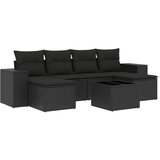 Maison Chic Seti vrtnega pohištva - Vrtna garnitura - Vrtni pohištvo set 7-delna z blazinami črn poli ratan, (21803239) | Shoptok.si