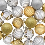  Set božićnih kuglica 36 kom. Srebrna i zlatna 6 cm Polistiren | shoptok.hr
