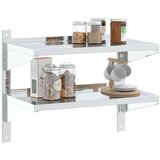 vidaXL Zidna polica s 2 razine 75x40x60 cm srebrna nehrđajući čelik | shoptok.hr