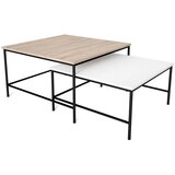 Marckeric Bele/naravne mizice v kompletu 2 ks z mizno ploščo v hrastovem dekorju 80x80 cm Fiorenza – Cene