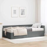  Kutni krevetni okvir s madracem Ostalo 2 pcs Siva tkanina | shoptok.hr