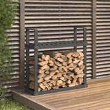  Stalak za drva za ogrjev sivi 110x35x108,5 od masivne borovine | shoptok.hr