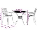 vidaXL 3-dijelni bistro set bijeli od lijevanog aluminija | shoptok.hr