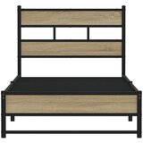 vidaXL Kovinski posteljni okvir brez vzmetnice sonoma hrast 90x200 cm | Shoptok.si
