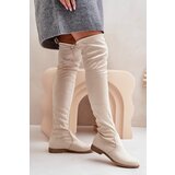 PH2 Knee High Flat Heel Boots Made Of Eco Suede Beige Linnithia | shoptok.hr