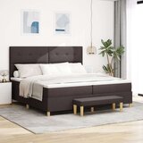  Krevet s boxspringom s madracem i klupom Tamnosmeđi 200x200 cm Tkanina Cijene
