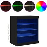  stranski stol z LED lučmi črno hrast 60,5x37x67 cm | Shoptok.si