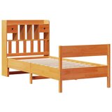 vidaXL Knjižna postelja brez vzmetnice vošč. rjava 100x200 cm borovina | Shoptok.si