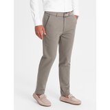 Ombre Classic men's chino pants with fine texture - dark beige | Shoptok.si