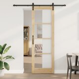 vidaXL Drsna vrata s kompletom opreme 'ORKDAL'iz trdega lesa in stekla, Notranja vrata s steklom 'ORKDAL'78x232x4 cm iz trdega borovega lesa Cene