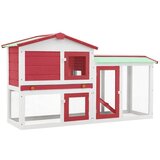 vidaXL Zunanji velik zajčnik rdeč in bel 145x45x84 cm les, (20802436) | Shoptok.si