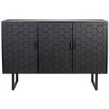 White Label Črna nizka komoda iz masivnega bora 135x90 cm Linc – | Shoptok.si