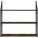  Zidna polica s 3 razine dimljenog hrasta 80x21x78,5 cm drvena | shoptok.hr