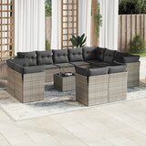 vidaXL 13-dijelni set vrtnih sofa od poliratana s jastucima sivi Cijene