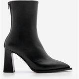 Marjin Women's Heeled Boots Pointed Toe Zipper At The Back Thick Heels Kikas Black. | Shoptok.si