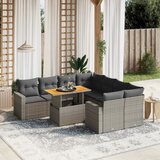 Maison Chic Seti vrtnega pohištva - Vrtna garnitura - Vrtni pohištvo set 9-delna z blazinami siv poli ratan, (21796130) | Shoptok.si
