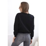 Kesi Women's sweatshirt with a V-neck and velvet leaf black | shoptok.hr