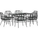  7-dijelni vrtni blagovaonski set s jastucima, crno | shoptok.hr