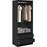 vidaXL Garderobna omara črna 80x50x200 cm inženirski les | Shoptok.si