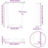  Noge za blagovaonski stol V-oblik 3 kom Crne 70 x (72-73,3) cm Čelik | shoptok.hr