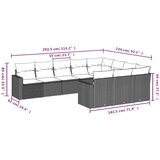 vidaXL 10-dijelni set vrtnih sofa s jastucima crni od poliratana | shoptok.hr