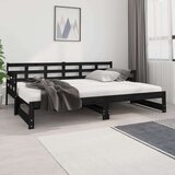  Dnevni ležaj na izvlačenje crni 2x (80x200) cm masivna borovina | shoptok.hr