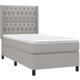  Box spring postelja z vzmetnico svetlo siva 90x200 cm blago, (20790025) | Shoptok.si
