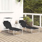  Ležaljka 2 pcs Crna 58 x 188 x 77cm Poliester | shoptok.hr