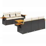  7-dijelni set vrtnih sofa od poliratana s jastucima crni Slike