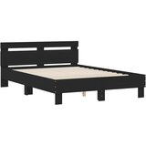  The Living Store Posteljni okvir z vzglavjem črn 135x190 cm inženirski les - Posteljni Okvir, (21455162) | Shoptok.si