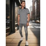 DStreet Koszulka męska polo w paski biała | Shoptok.si