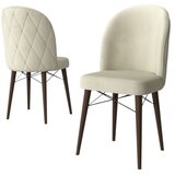 Hanah home set trpezarijskih stolica Bika 2 kom, krem tkanina Babyface, drvene noge boje oraha | Eponuda.com